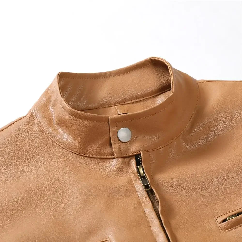 Leather Biker Jacket with Classic Lines