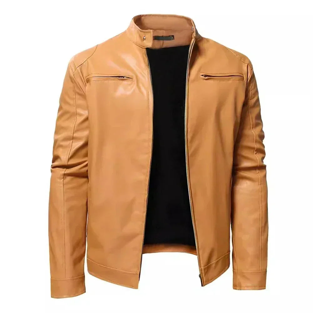 Leather Biker Jacket with Classic Lines