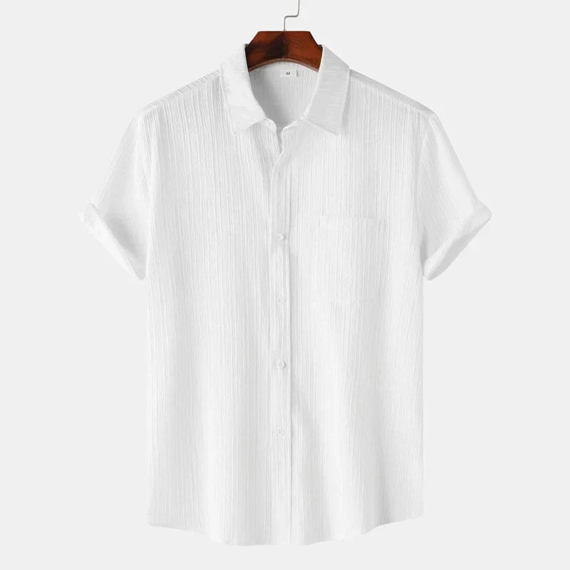 Men’s Textured Short Sleeve Button-Up Shirt