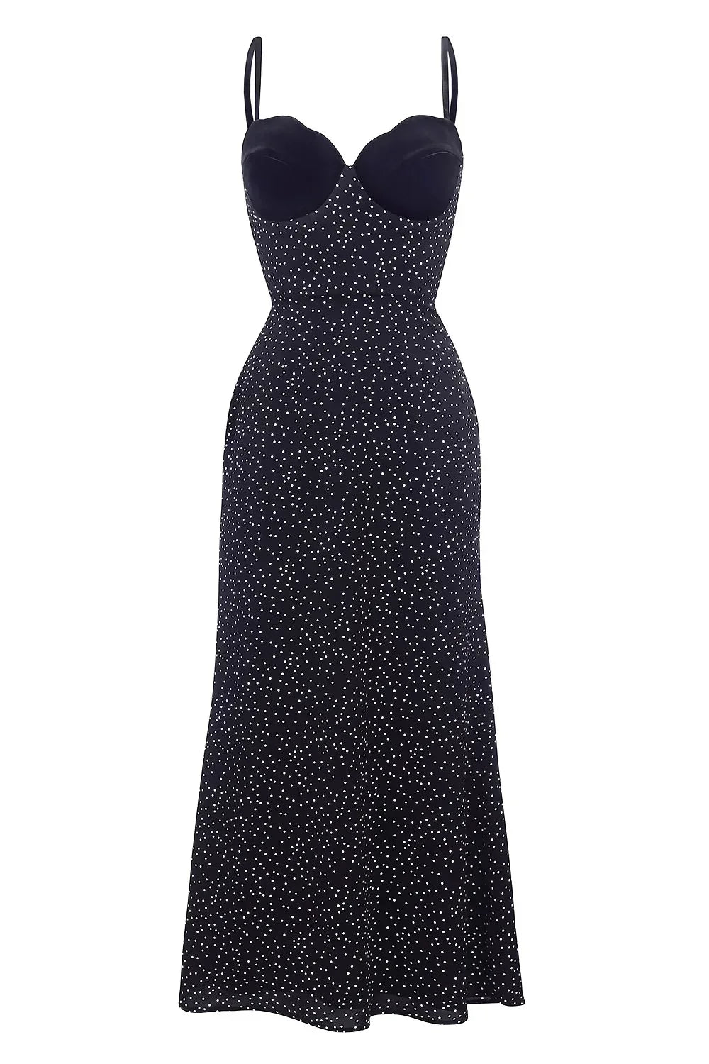 Velvet Insert Midi-Length Dress