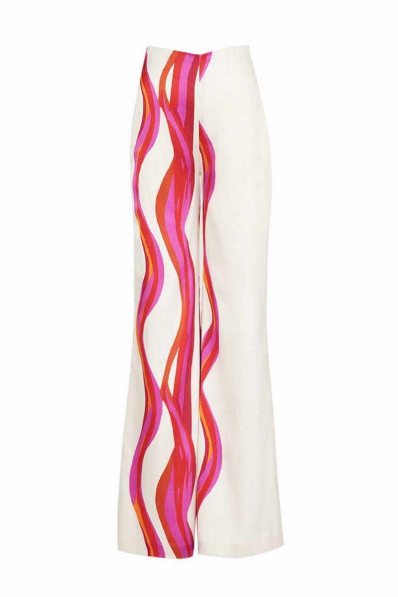 Coordinated Abstract Waves Two-Piece Set Rose Red