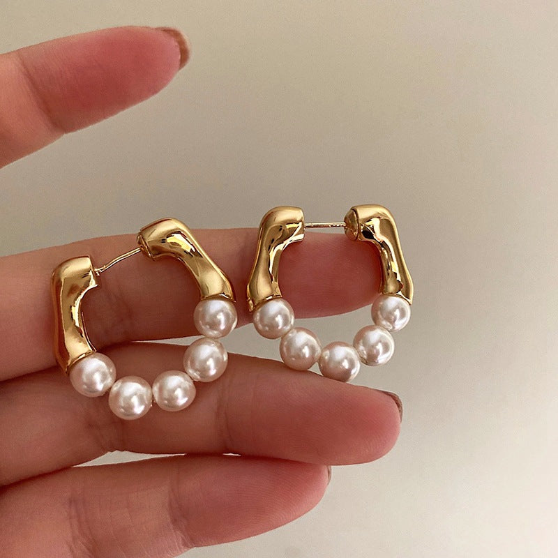 Amaya Pearl Hoop Earrings
