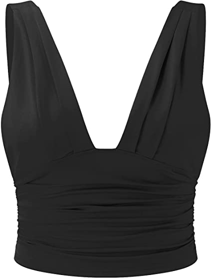 Angelina - Top with Deep V-Neck and Pleated Waist