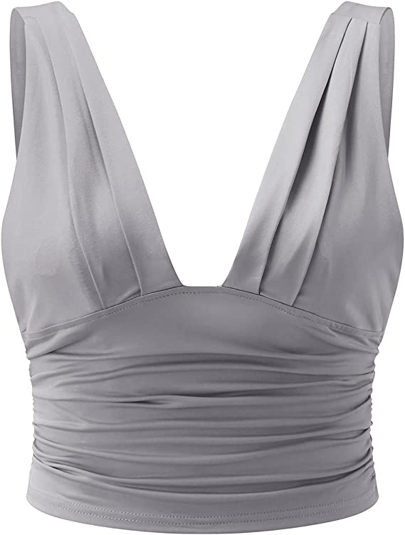 Angelina - Top with Deep V-Neck and Pleated Waist