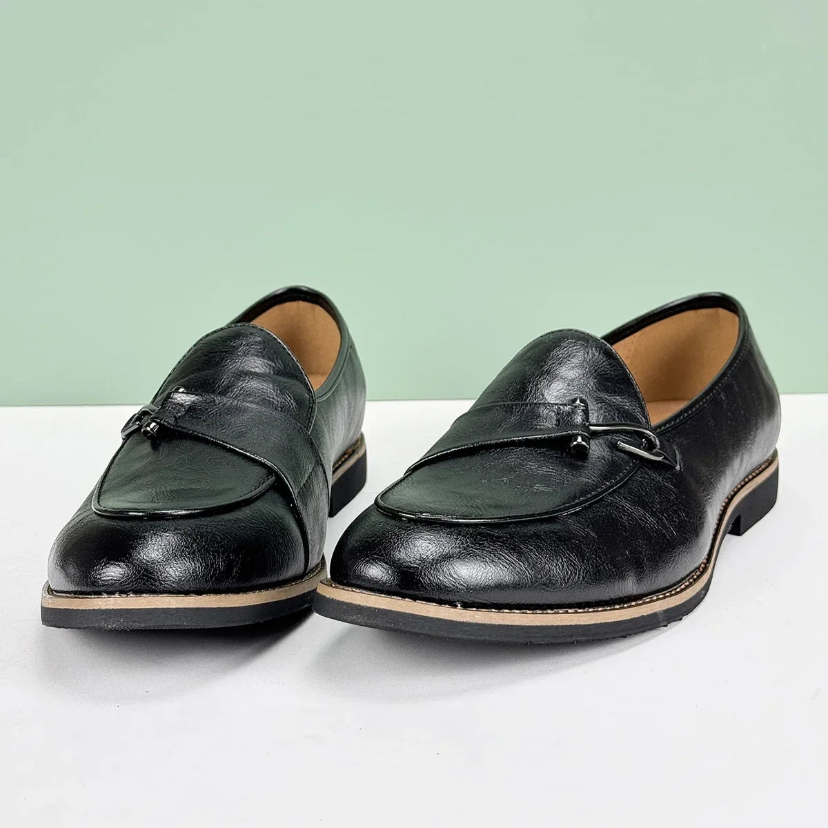 Polished Leather Loafers with Lace-Up Closure