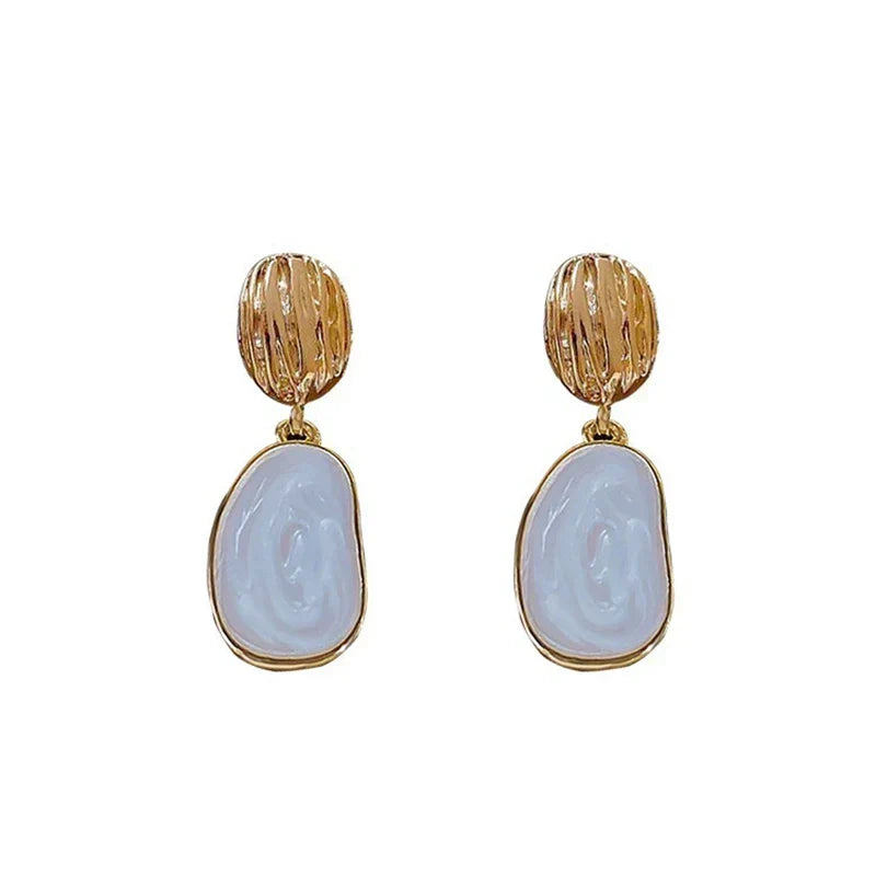Vintage Enamel Oval Drop Earrings - Handmade in the UK, Exclusive