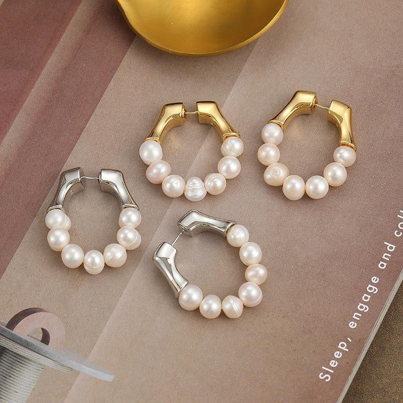 Amaya Pearl Hoop Earrings