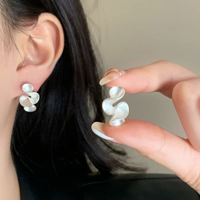 18K Gold and Sterling Silver Flower Stud Earrings Limited Edition