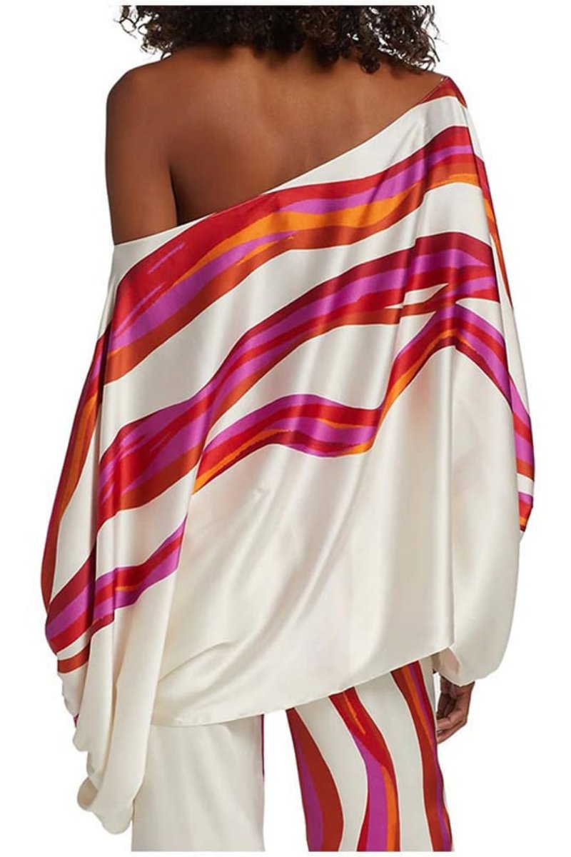 Coordinated Abstract Waves Two-Piece Set Rose Red