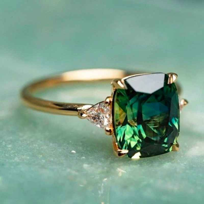 Gold Ring with Green Zirconia