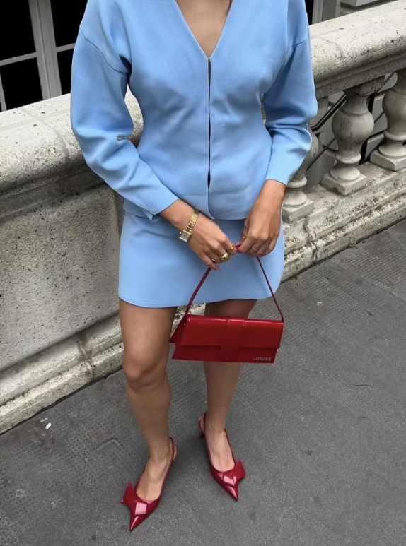 Women's Button-Front Peplum Blazer and A-Line Mini Skirt Set – Elegant Tailored Two-Piece Suit for Smart Casual Occasions
