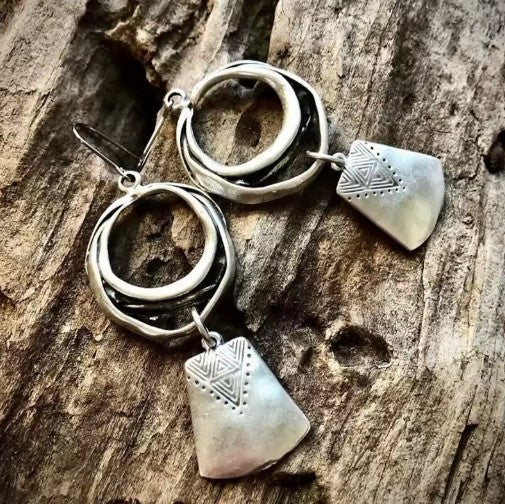 Vintage Silver Square Drop Earrings Exclusive Collection
