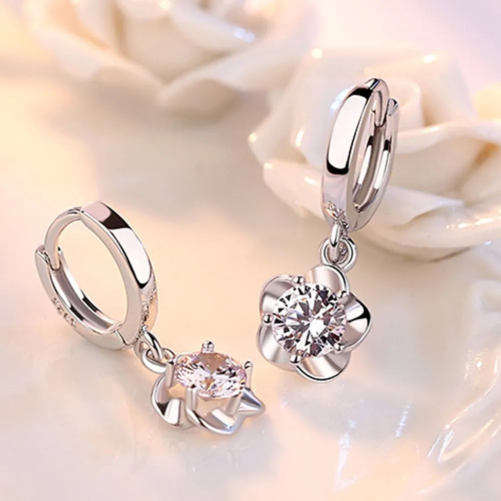 Sterling Silver Purple & White Cubic Zirconia Earrings - Limited Edition