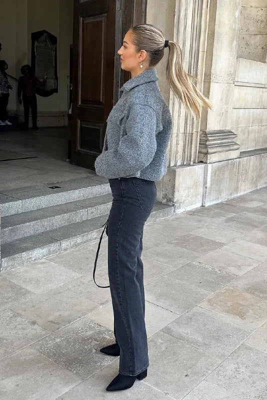 Modern Cropped Jacket Gray