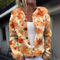 Women’s Soft Textured Printed Button Front Cardigan – Cosy Relaxed Knit Layer for Autumn and Winter