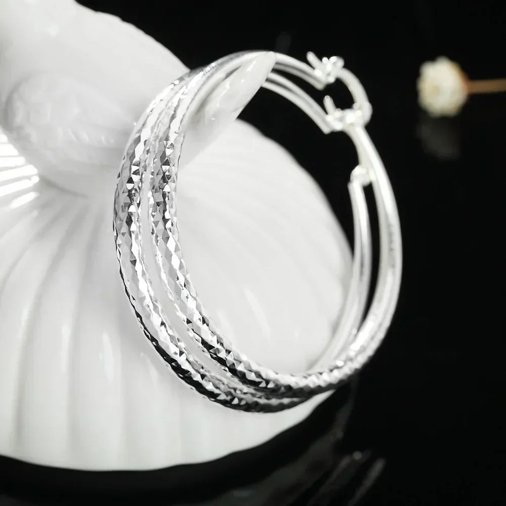 Exclusive Italian Sterling Silver Hoop Earrings - Limited Edition Elegance Collection