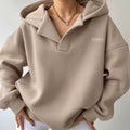 Women's Relaxed Pullover Hoodie with V-Neck