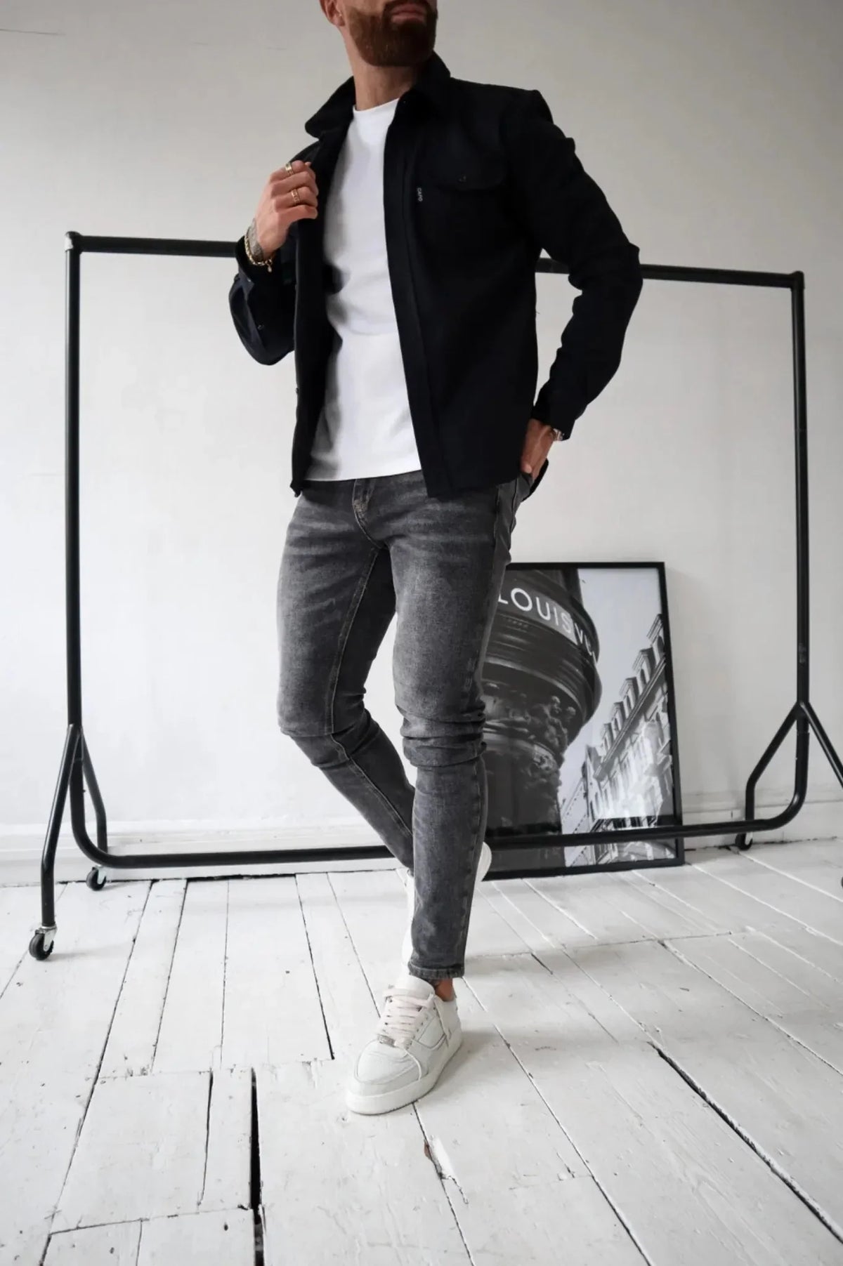 Men's Long Sleeve Overshirt With Flap Detail