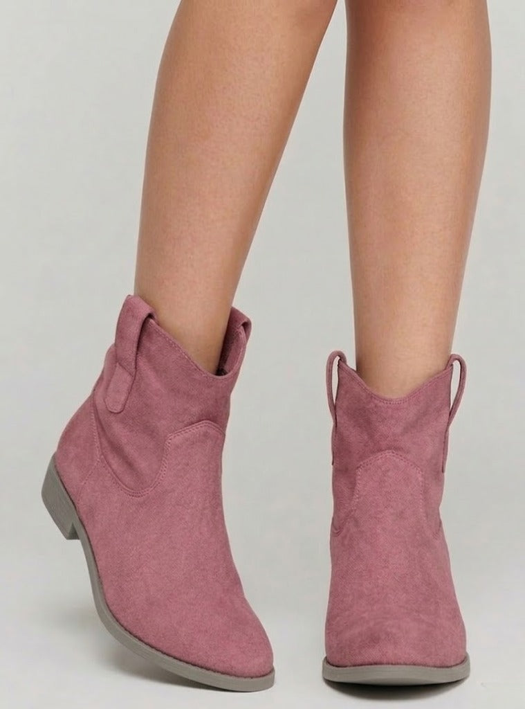Vintage Low Heel Western Cowboy Ankle Boots