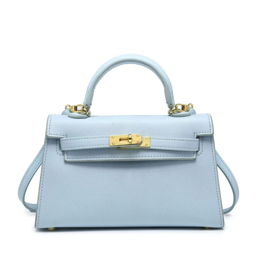 Fiorenza Top Handle Flap Vegan Leather Handbag - Compact Crossbody with Detachable Strap