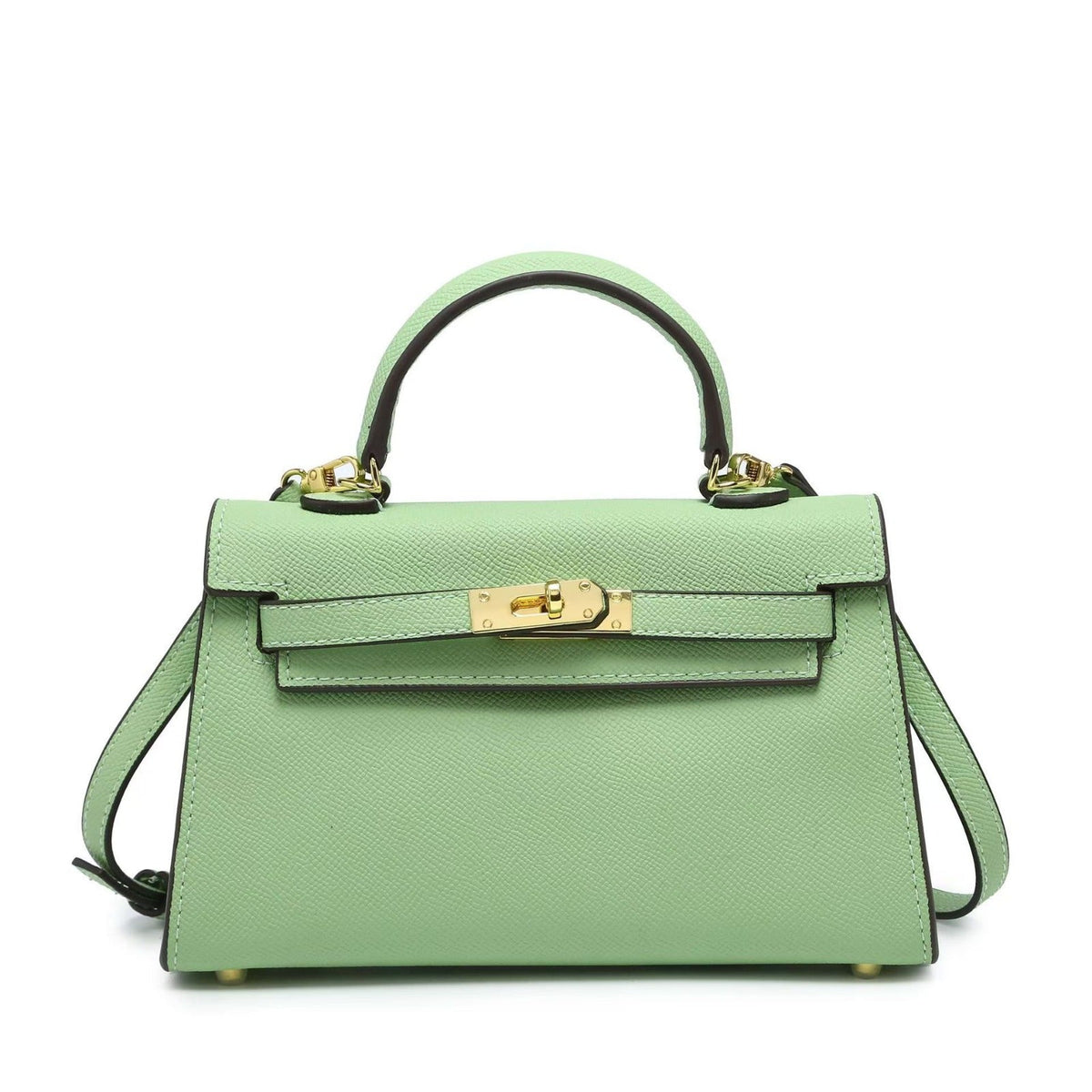 Fiorenza Top Handle Flap Vegan Leather Handbag - Compact Crossbody with Detachable Strap