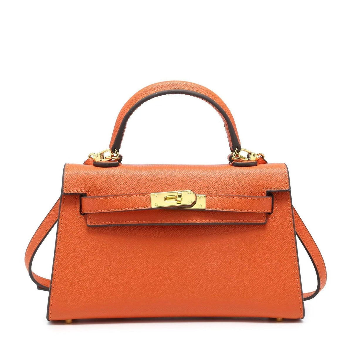 Fiorenza Top Handle Flap Vegan Leather Handbag - Compact Crossbody with Detachable Strap