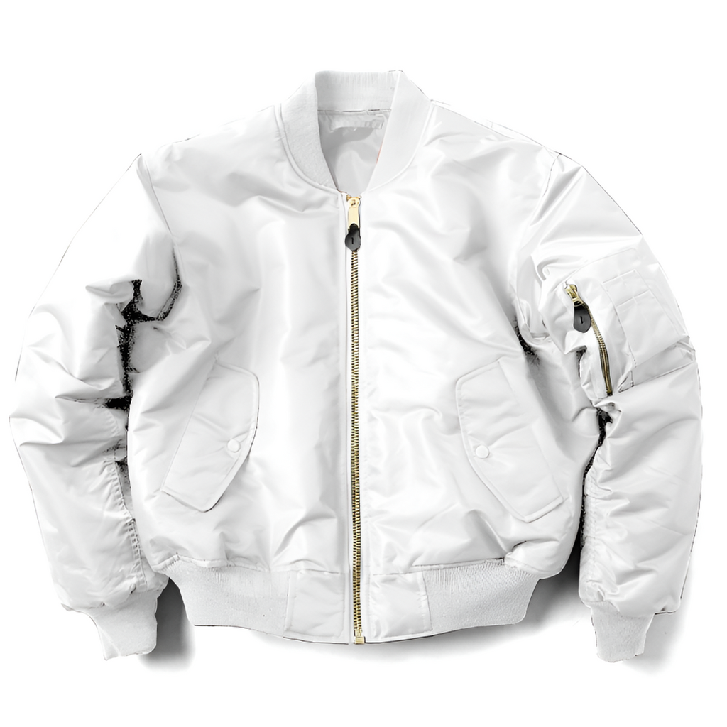 Women's Classic Zip-Up Bomber Jacket with Ribbed Collar and Utility Sleeve Pocket – Relaxed Fit Lightweight Casual Outerwear for Everyday Streetwear and Autumn Spring Layering