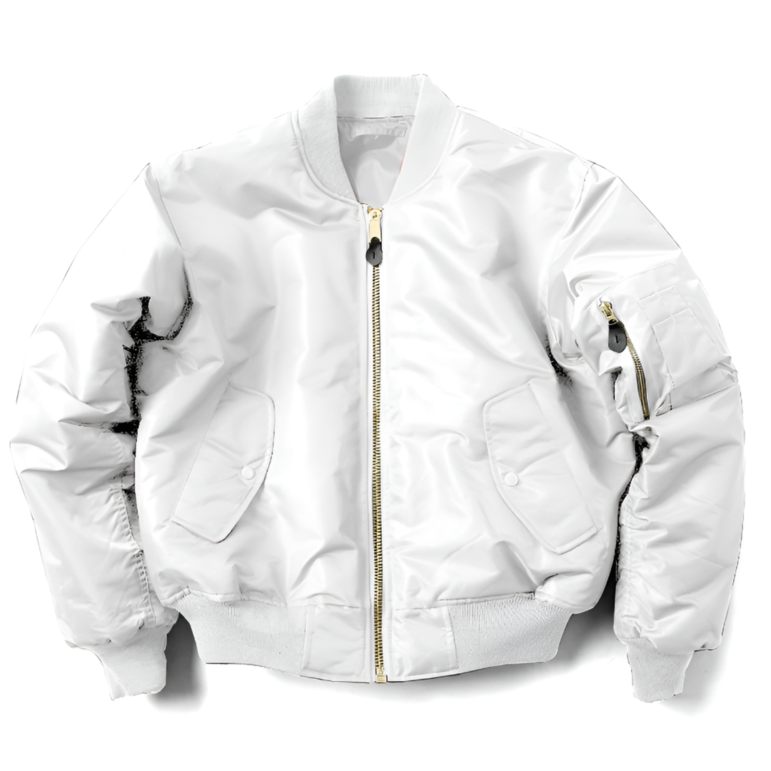 Women's Classic Zip-Up Bomber Jacket with Ribbed Collar and Utility Sleeve Pocket – Relaxed Fit Lightweight Casual Outerwear for Everyday Streetwear and Autumn Spring Layering