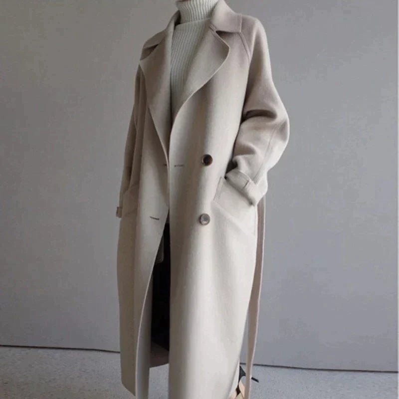Women’s Oversized Longline Coat with Lapels