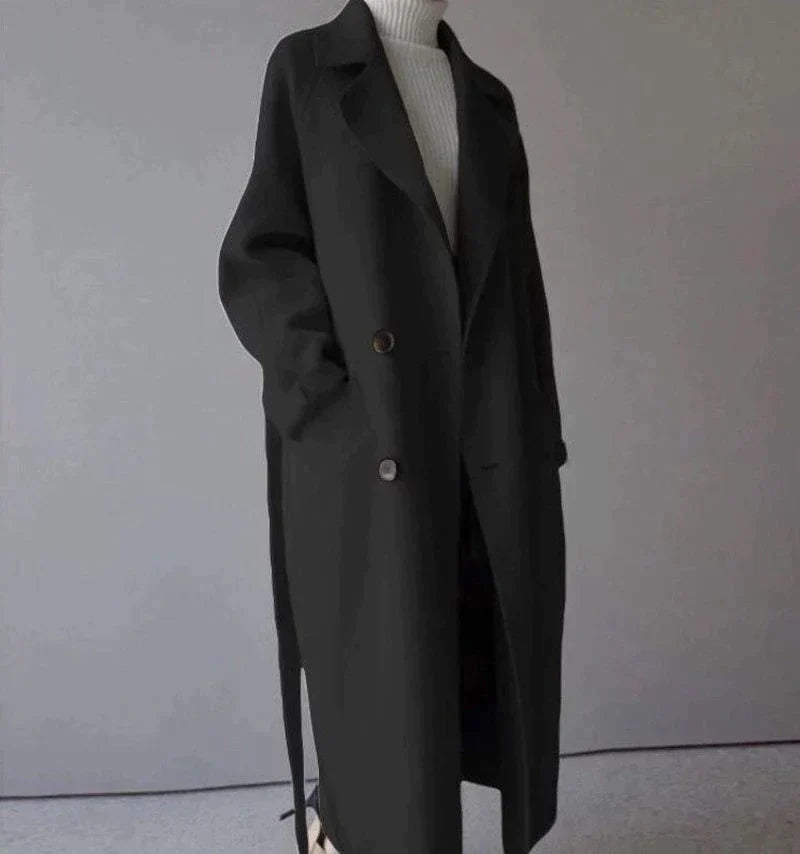 Women’s Oversized Longline Coat with Lapels