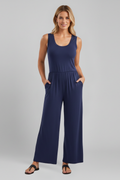 Women's Sleeveless Wide-Leg Jumpsuit with Scoop Neck and Elastic Waist – Relaxed Summer Casual Wear