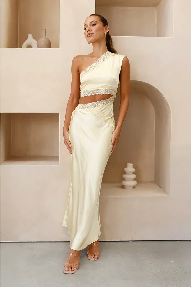 Emily One-Shoulder Maxi-Length Dress Yellow