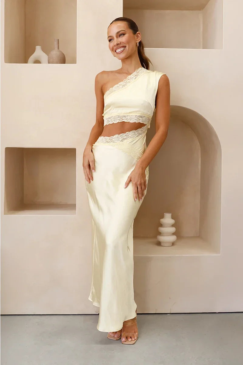 Emily One-Shoulder Maxi-Length Dress Yellow