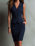 Sabrina Pinstripe Vest and Pencil Skirt Set