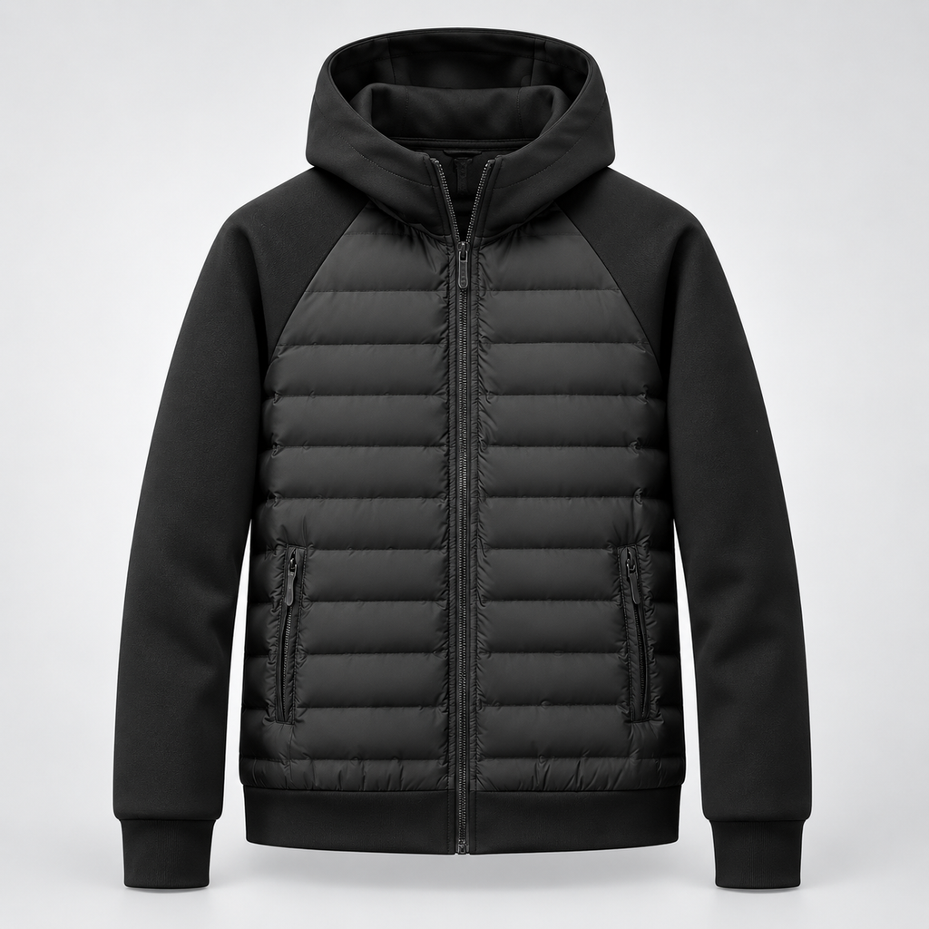 Men's Hooded Quilted Zip-Up Jacket
