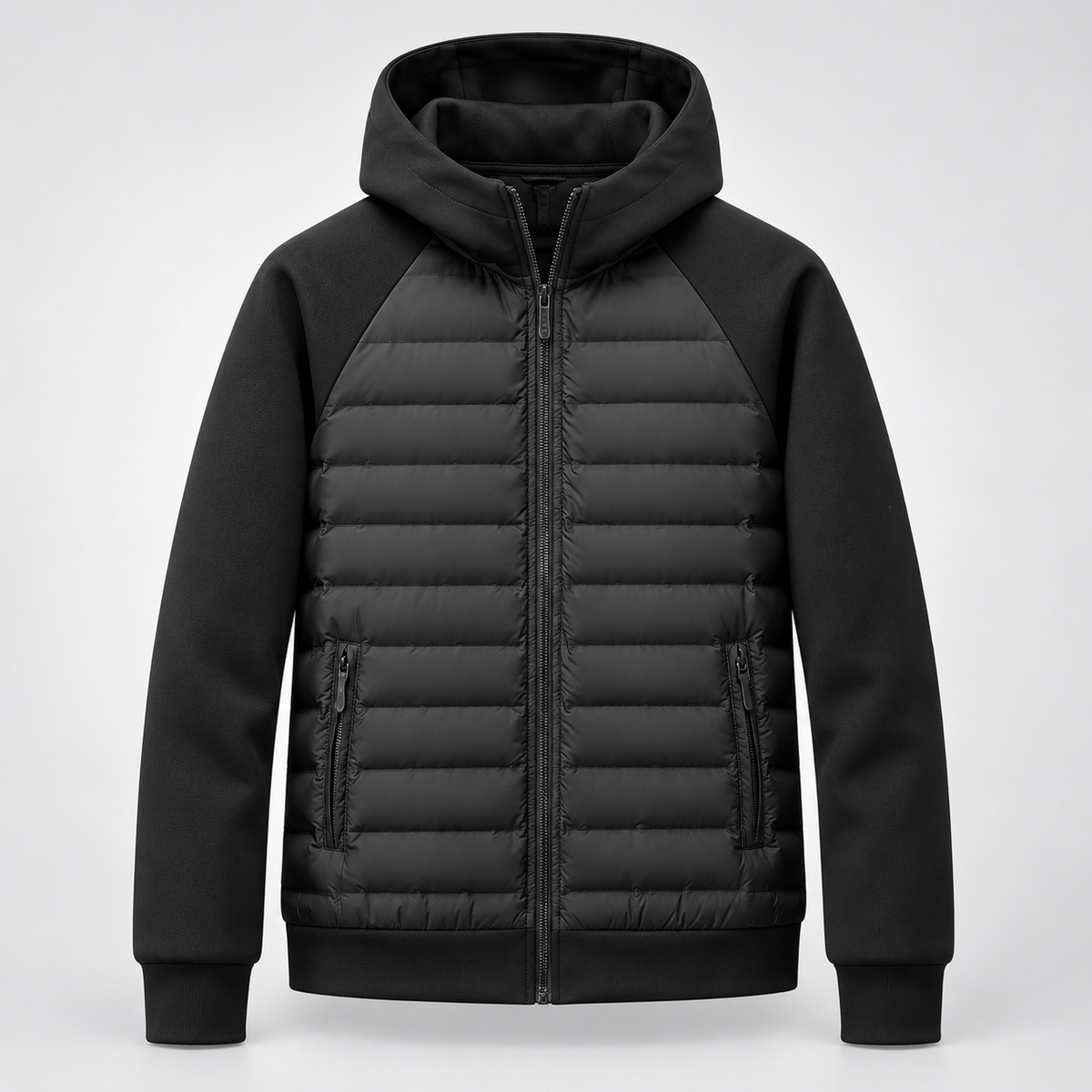 Men's Hooded Quilted Zip-Up Jacket