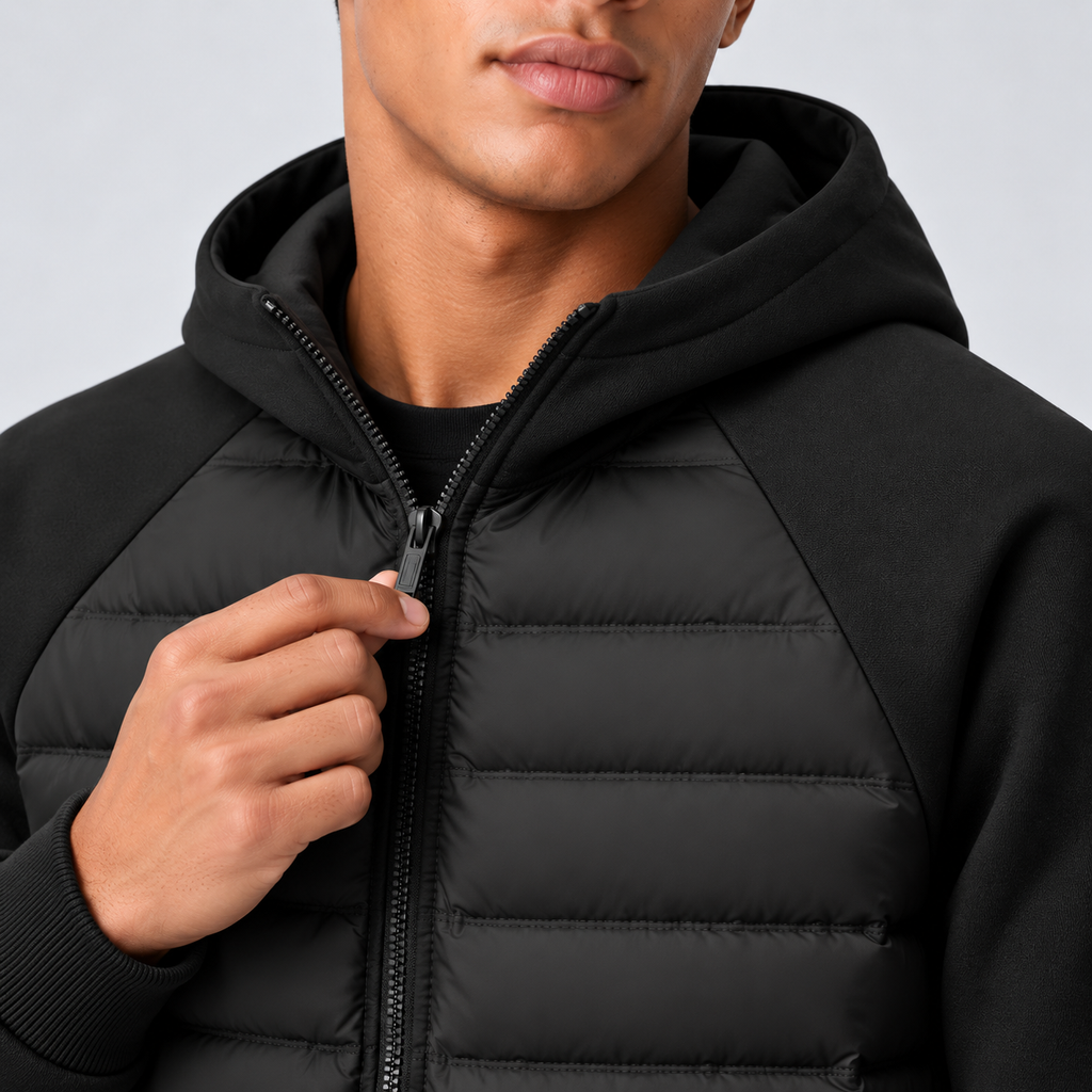 Men's Hooded Quilted Zip-Up Jacket