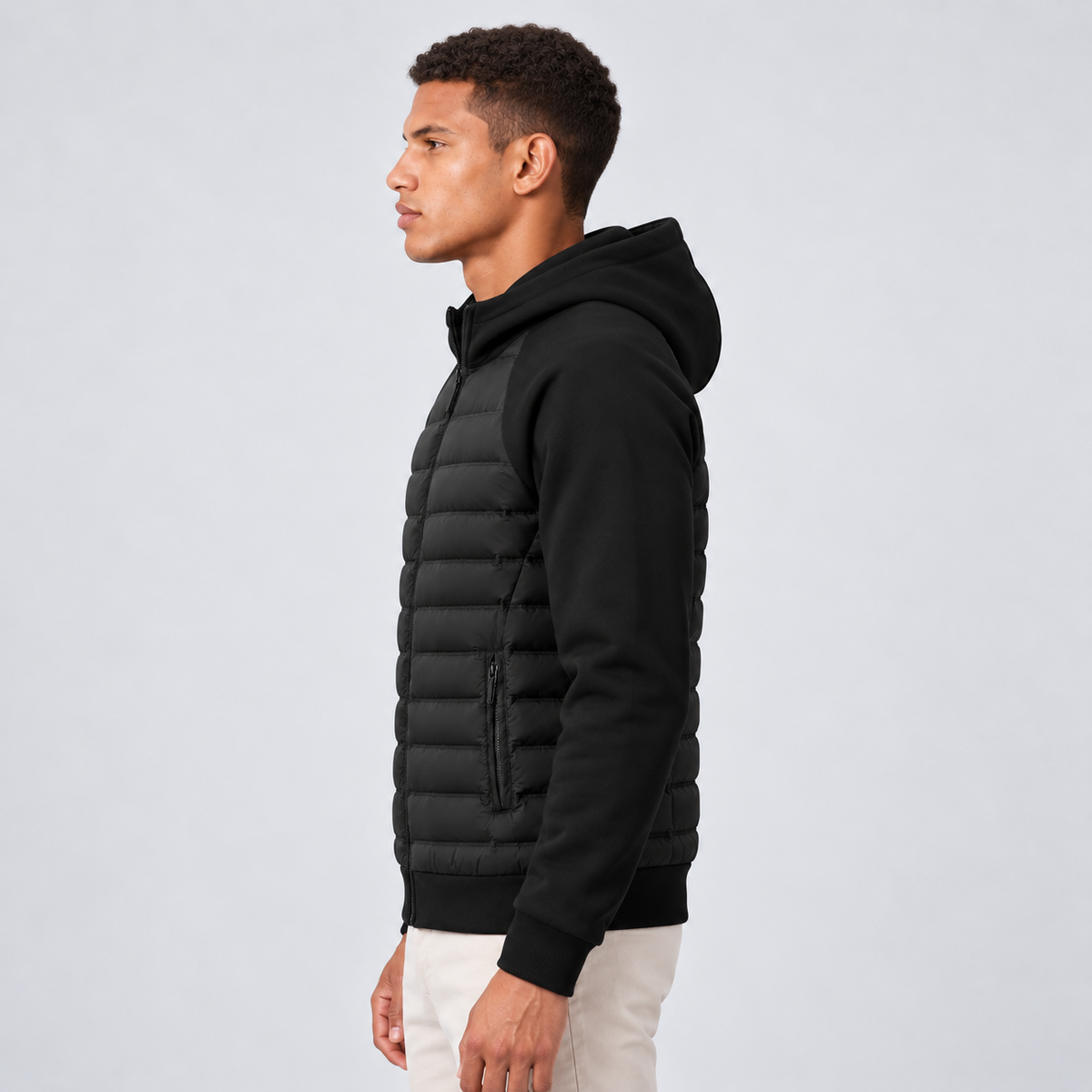 Men's Hooded Quilted Zip-Up Jacket