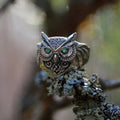 Emerald Owl Ring