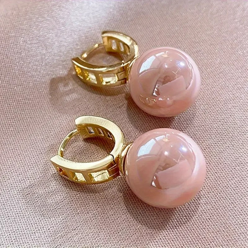 Gold-Plated Earrings with Pink Pearl - Alina
