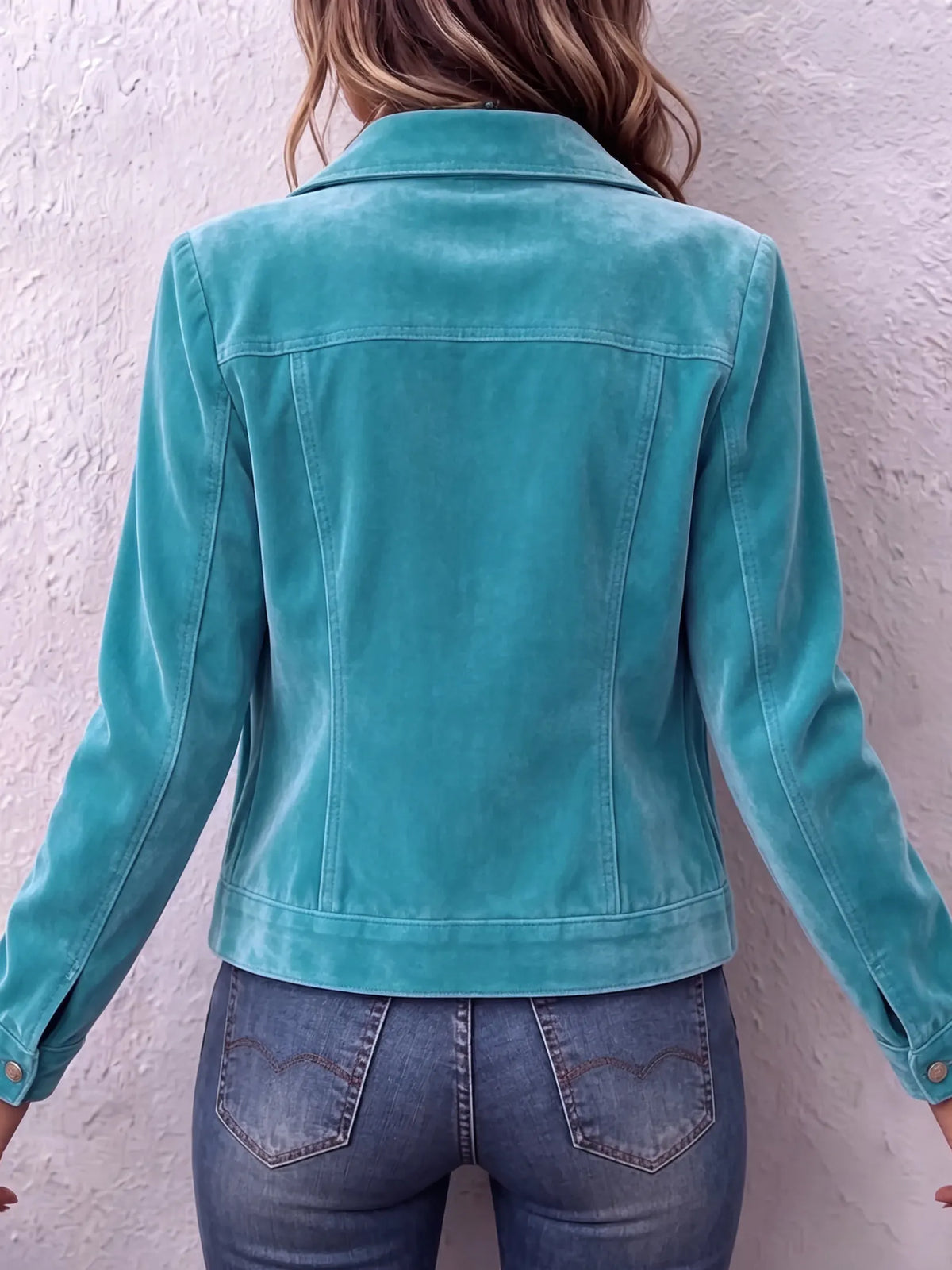 Amandria - Vintage Wash Button Long Sleeve Jacket
