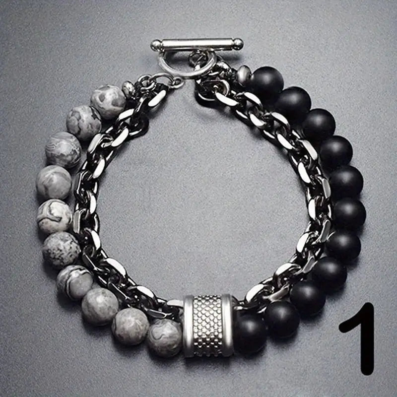 Steel Streaks Tiger Eye Bead Bracelet