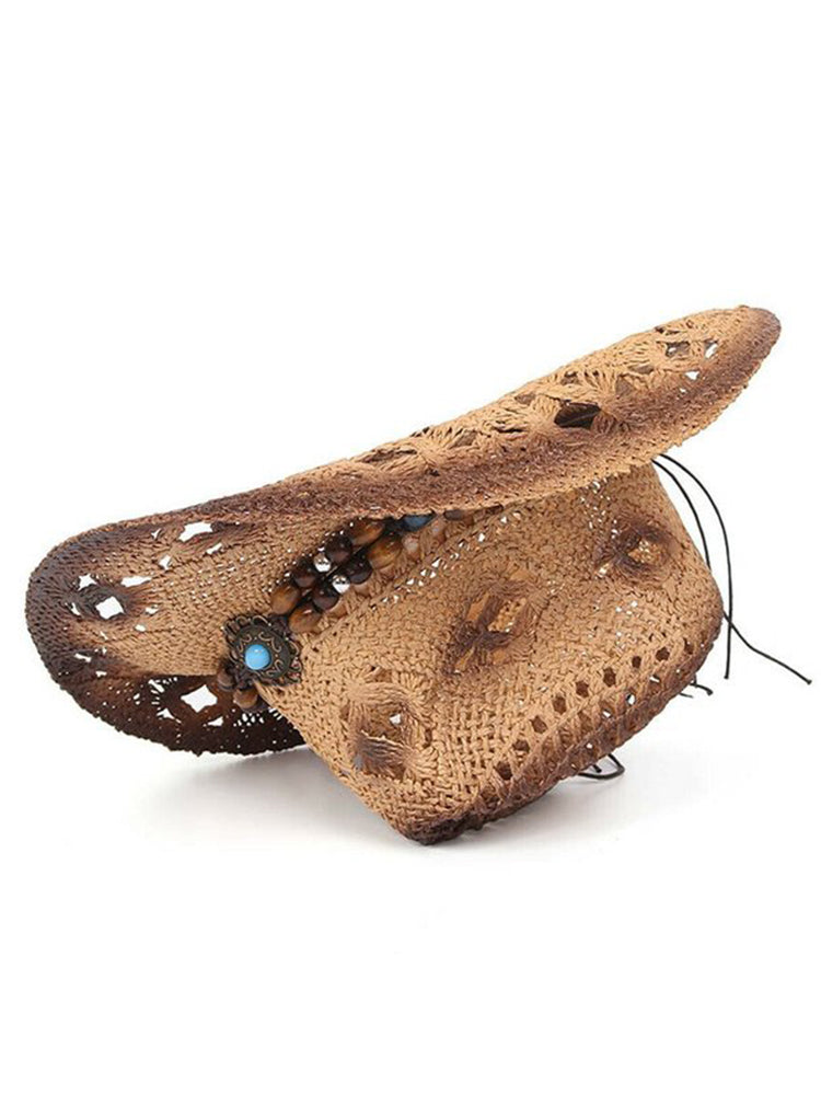 Western Retro Straw Hollow Hat