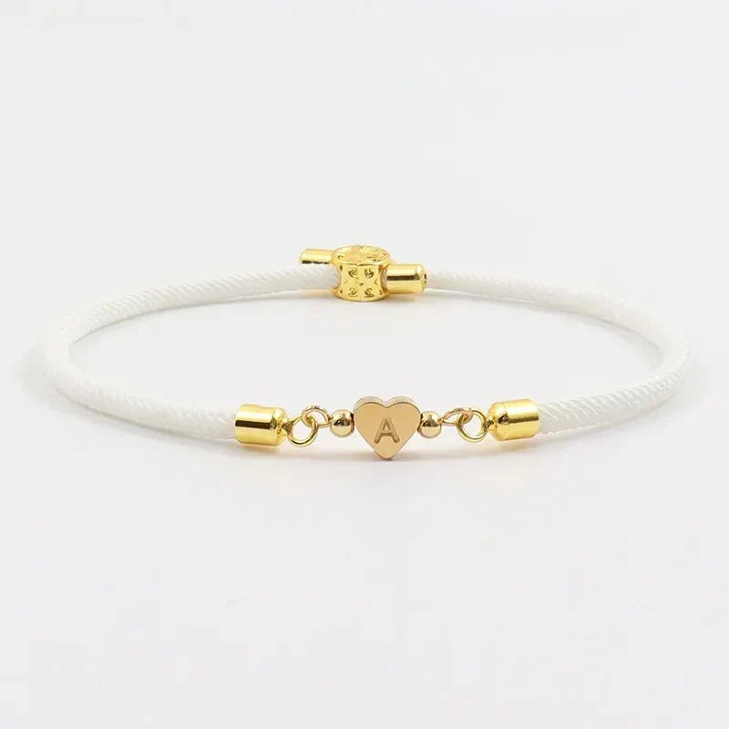 Adjustable Cord Bracelet with Initial Pendant - Arianna