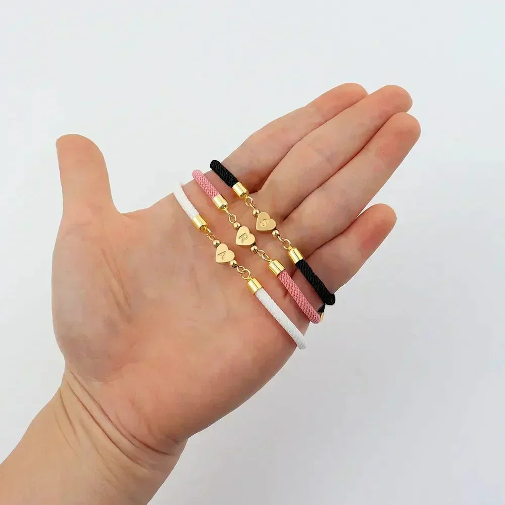 Adjustable Cord Bracelet with Initial Pendant - Arianna