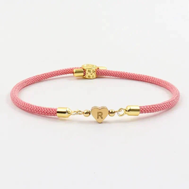 Adjustable Cord Bracelet with Initial Pendant - Arianna