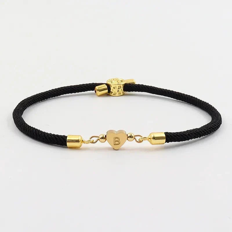 Adjustable Cord Bracelet with Initial Pendant - Arianna