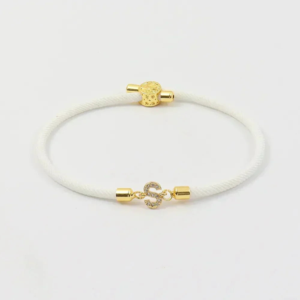 Unisex Adjustable Cord Initial Letter Bracelet - Halimah