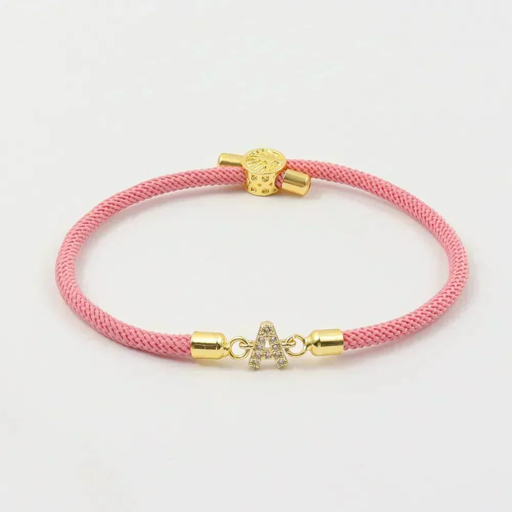 Unisex Adjustable Cord Initial Letter Bracelet - Halimah