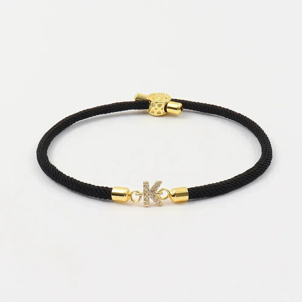 Unisex Adjustable Cord Initial Letter Bracelet - Halimah